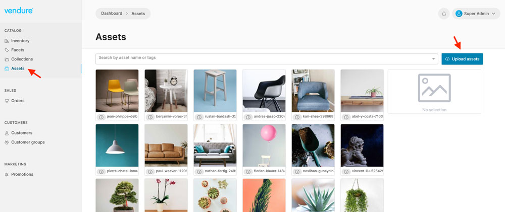 vendure-assets-page